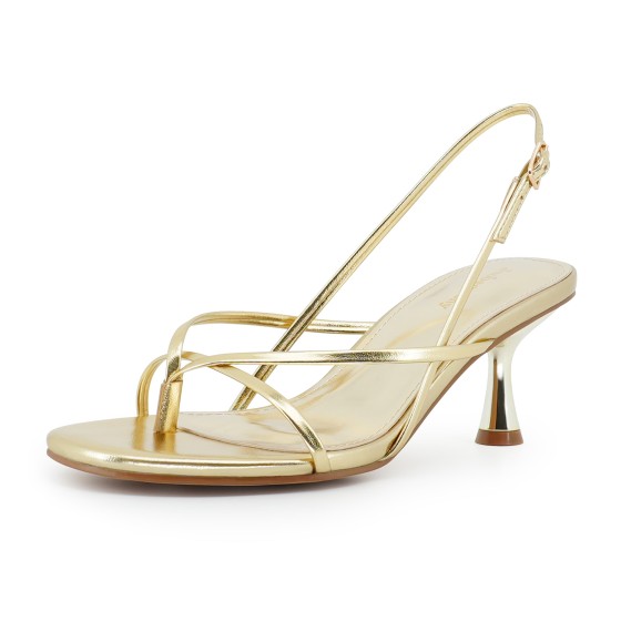 Juobeowony Women's Kitten Heels Strappy Slingback Open Toe Sandals